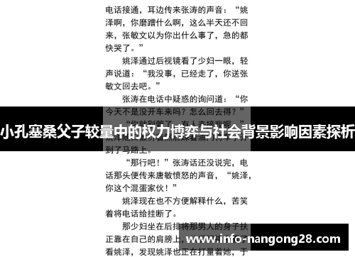 小孔塞桑父子较量中的权力博弈与社会背景影响因素探析