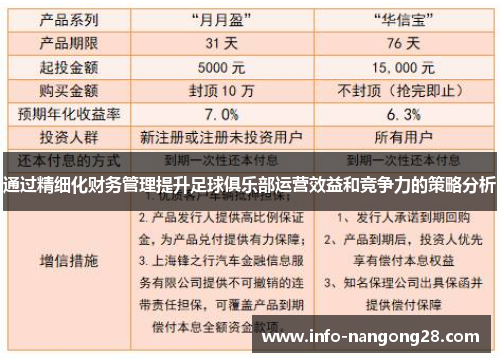 通过精细化财务管理提升足球俱乐部运营效益和竞争力的策略分析